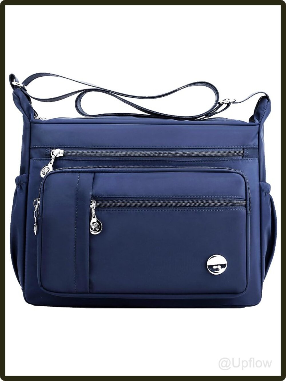 Women's Nylon Crossbody Bag Multi Pocket Satchel Shoulder Purse Adjustable Strap